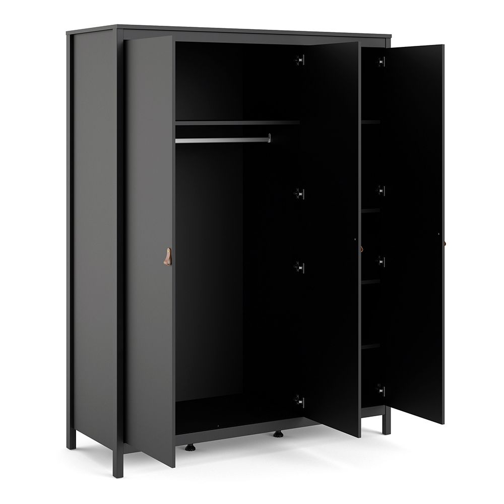 Barcelona Black 3 Door Wardrobe