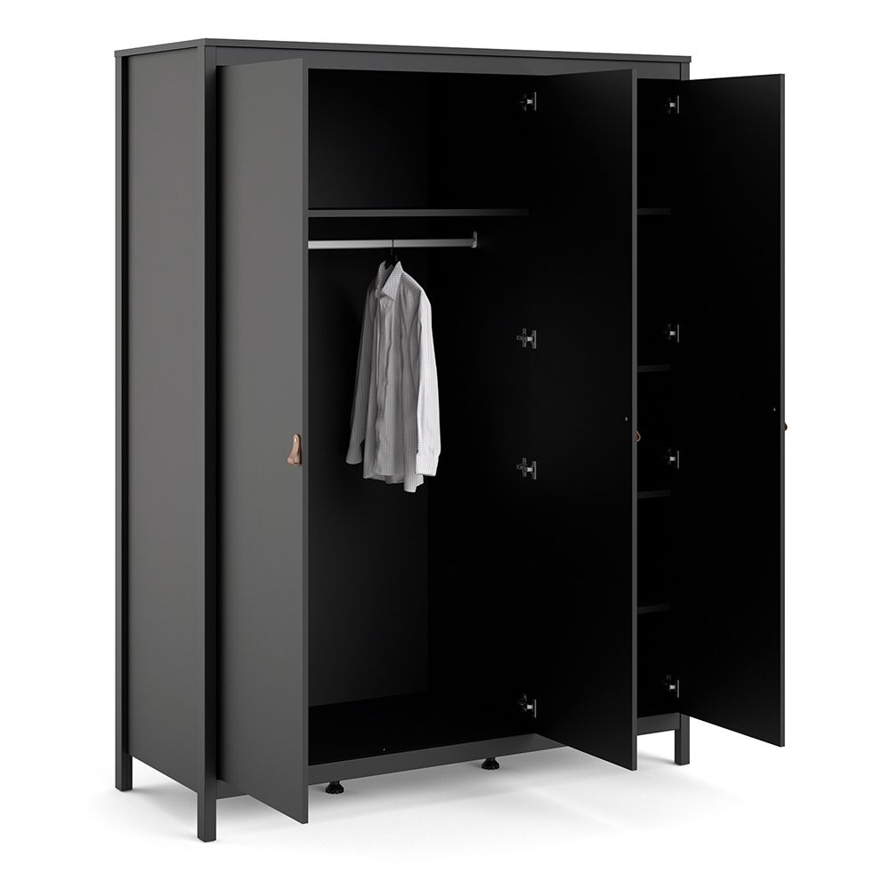 Barcelona Black 3 Door Wardrobe
