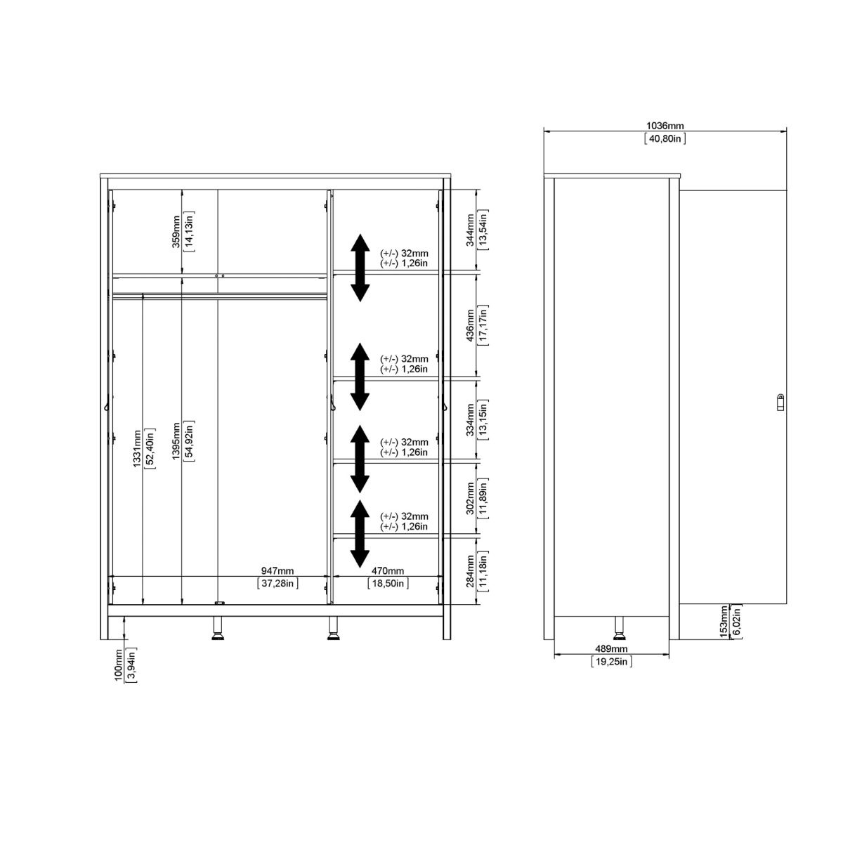 Barcelona Oak 3 Door Wardrobe