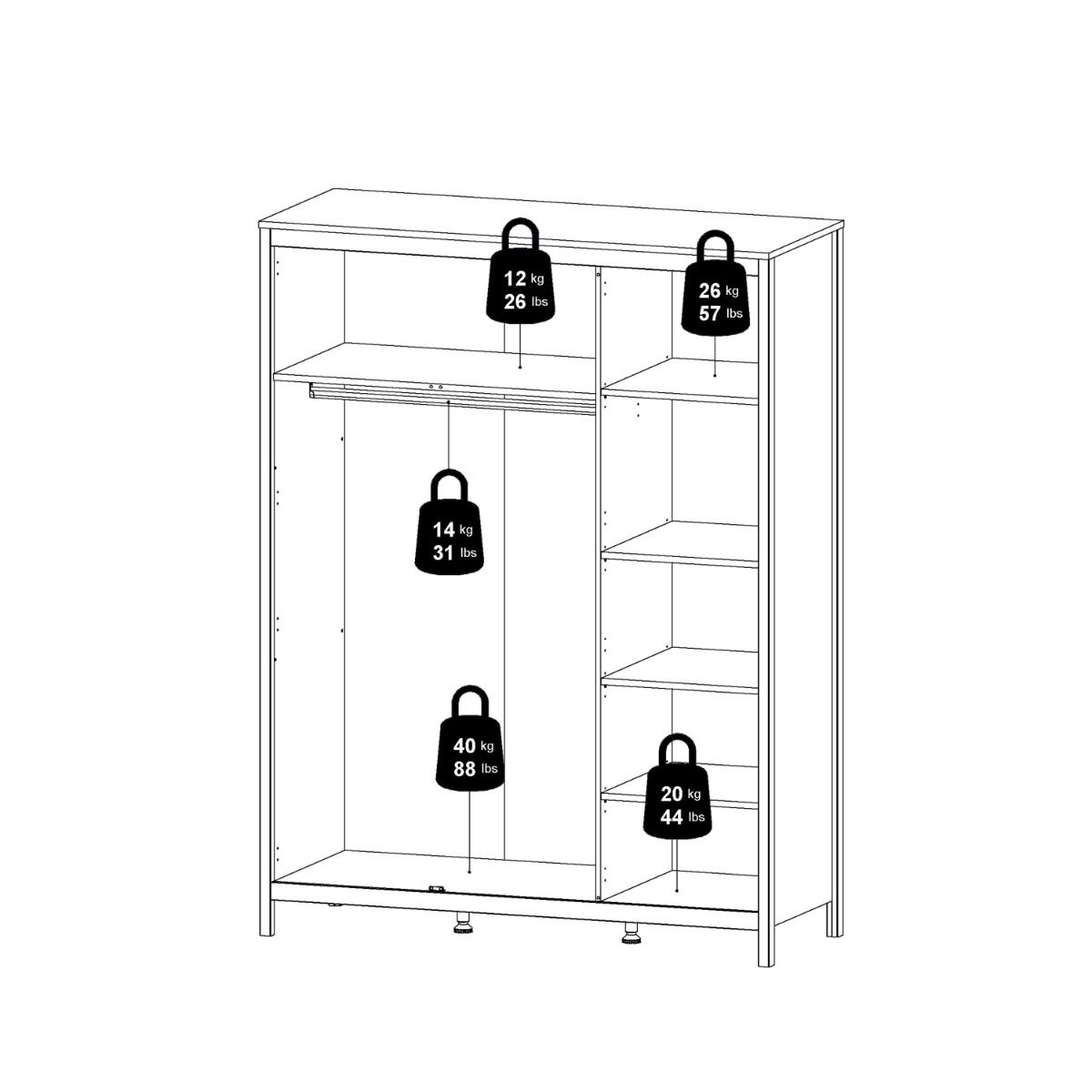 Barcelona Oak 3 Door Wardrobe
