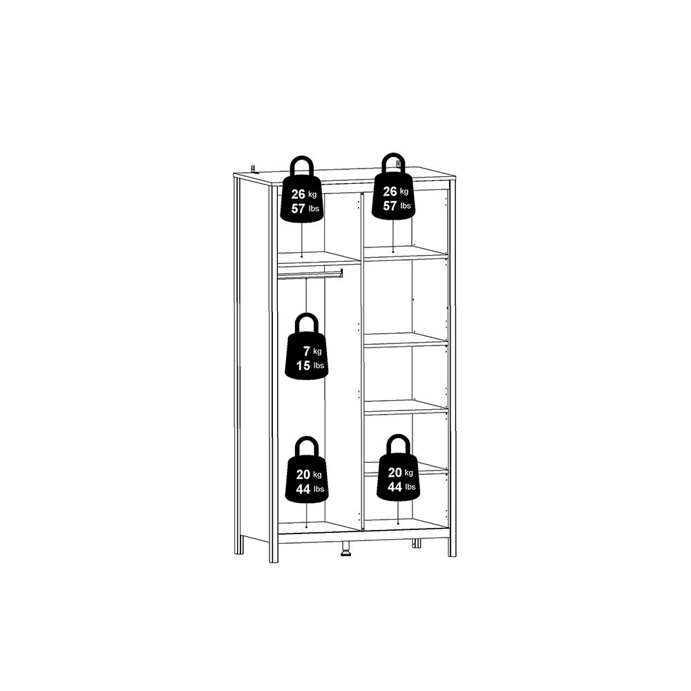 Barcelona White Wardrobe with 2 Doors