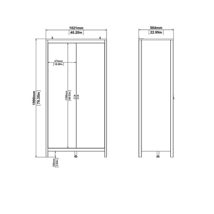 Barcelona Black Wardrobe with 2 Doors
