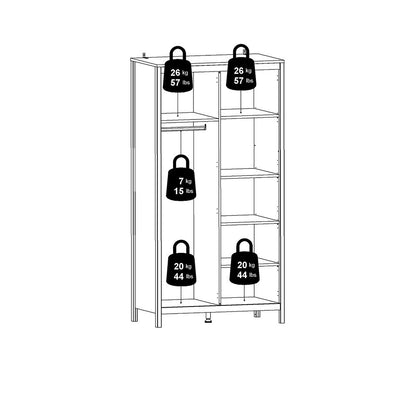 Barcelona Black Wardrobe with 2 Doors