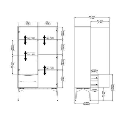 Fur Display Cabinet with 1 Door 1 Glass Door 2 Drawers