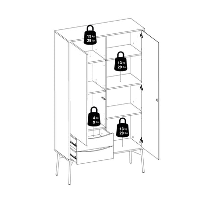 Fur Display Cabinet with 1 Door 1 Glass Door 2 Drawers