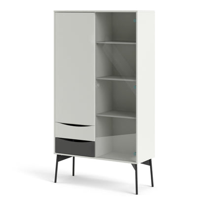 Fur Display Cabinet with 1 Door 1 Glass Door 2 Drawers