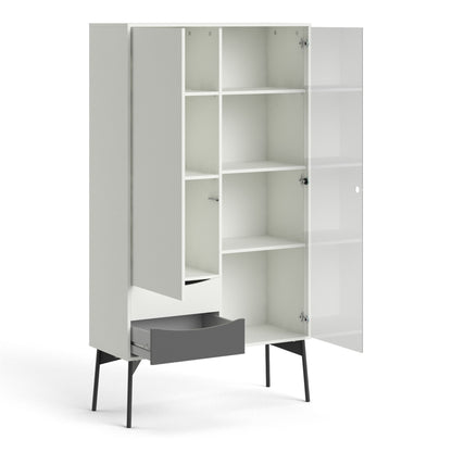 Fur Display Cabinet with 1 Door 1 Glass Door 2 Drawers