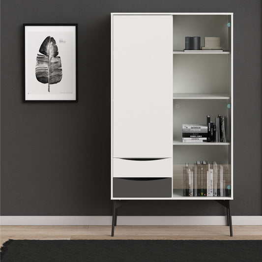 Fur Display Cabinet with 1 Door 1 Glass Door 2 Drawers