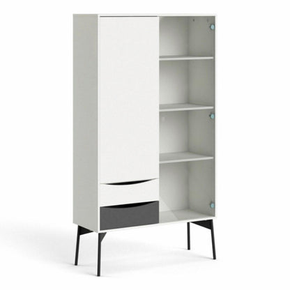 Fur Display Cabinet with 1 Door 1 Glass Door 2 Drawers