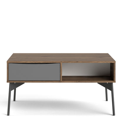 Fur White and Walnut Coffee Table with 1 Drawer