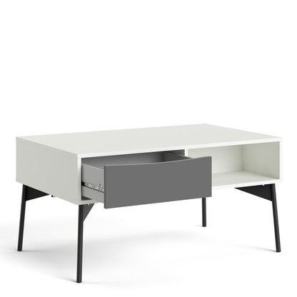 Fur Grey and White Coffee Table with 1 Drawer