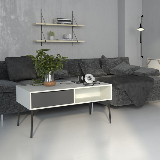 Fur Grey and White Coffee Table with 1 Drawer