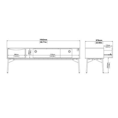 Fur TV-Unit 2 Sliding Doors 1 Drawer in Grey and White