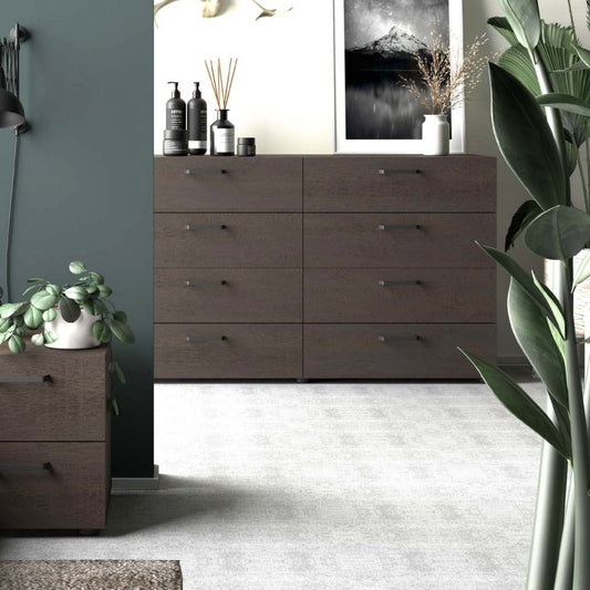 Dallas Chest of Drawers with 8 Drawers in Rovere Gessato Dark Oak