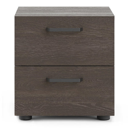 Dallas Bedside Table with 2 Drawers in Rovere Gessato Dark Oak