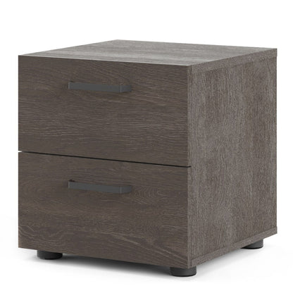 Dallas Bedside Table with 2 Drawers in Rovere Gessato Dark Oak