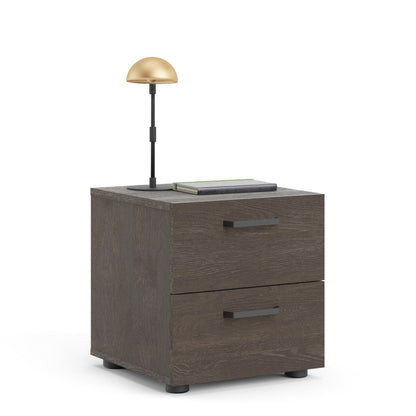 Dallas Bedside Table with 2 Drawers in Rovere Gessato Dark Oak