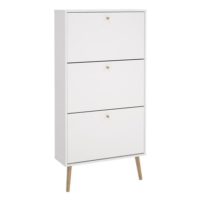 Cumbria White Shoe Cabinet with 3 Flip Down Doors