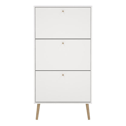 Cumbria White Shoe Cabinet with 3 Flip Down Doors
