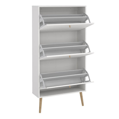 Cumbria White Shoe Cabinet with 3 Flip Down Doors