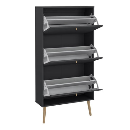 Cumbria Grey Shoe Cabinet with 3 Flip Down Doors