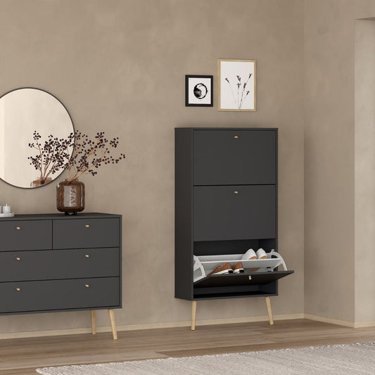 Cumbria Grey Shoe Cabinet with 3 Flip Down Doors