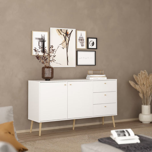 Cumbria White Sideboard with 2 Doors + 3 Drawers