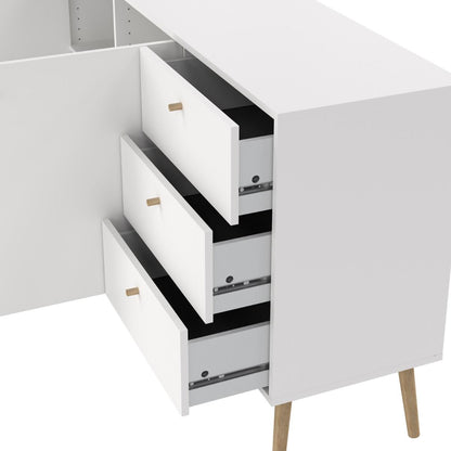 Cumbria White Sideboard with 2 Doors + 3 Drawers