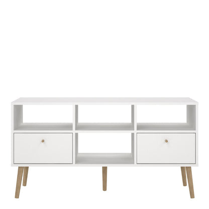 Cumbria White TV Unit with 2 Drawers