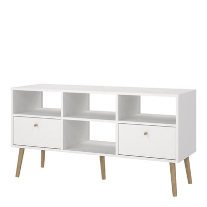 Cumbria White TV Unit with 2 Drawers