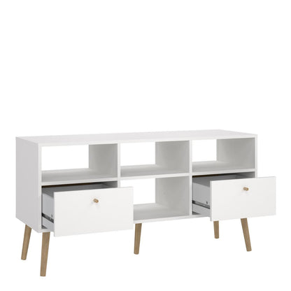 Cumbria White TV Unit with 2 Drawers