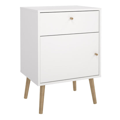 Cumbria White Bedside Table 1 Door + 1 Drawer