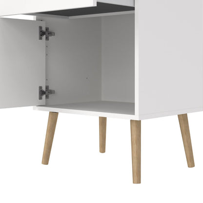 Cumbria White Bedside Table 1 Door + 1 Drawer