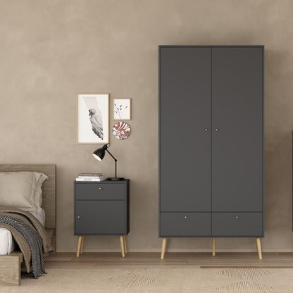 Cumbria Dark Grey Bedside Table 1 Door + 1 Drawer