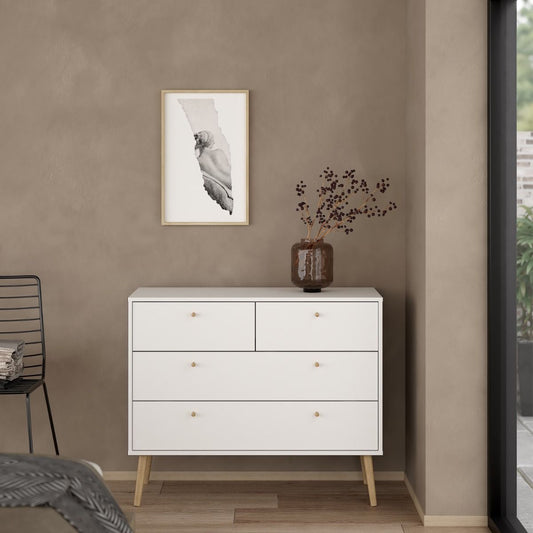 Cumbria White Chest of Drawers with 2 + 2 Drawers