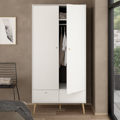 Cumbria White Wardrobe with 2 Doors + 2 Drawers
