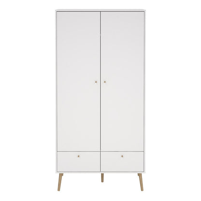 Cumbria White Wardrobe with 2 Doors + 2 Drawers