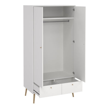 Cumbria White Wardrobe with 2 Doors + 2 Drawers