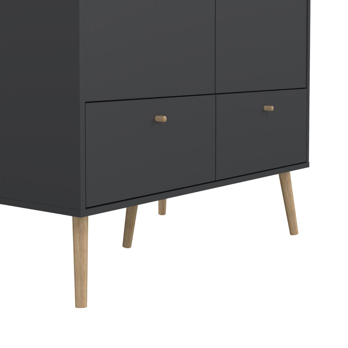 Cumbria Dark Grey Wardrobe with 2 Doors + 2 Drawers
