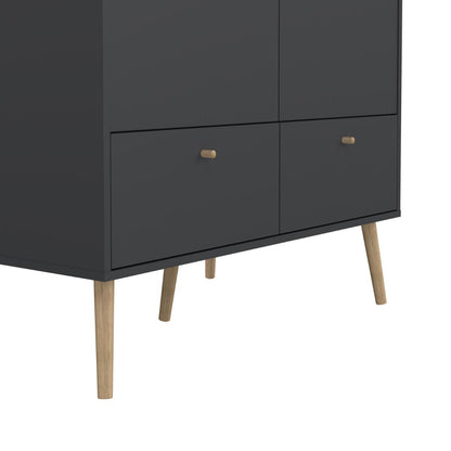 Cumbria Dark Grey Wardrobe with 2 Doors + 2 Drawers