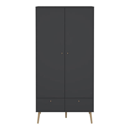 Cumbria Dark Grey Wardrobe with 2 Doors + 2 Drawers