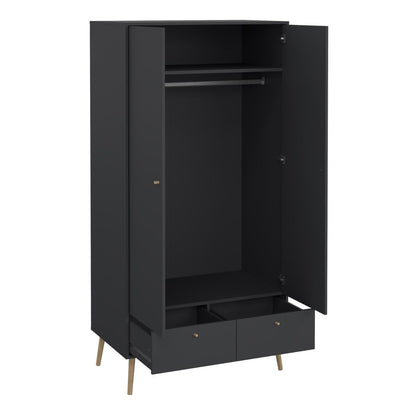 Cumbria Dark Grey Wardrobe with 2 Doors + 2 Drawers