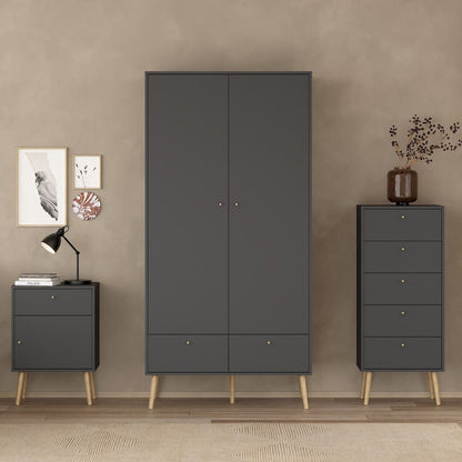 Cumbria Dark Grey Wardrobe with 2 Doors + 2 Drawers