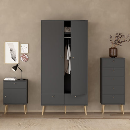 Cumbria Dark Grey Wardrobe with 2 Doors + 2 Drawers