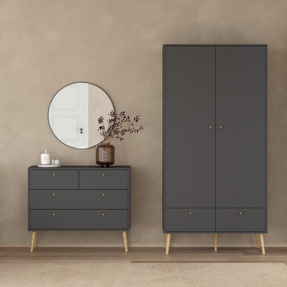 Cumbria Dark Grey Wardrobe with 2 Doors + 2 Drawers