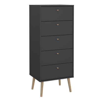 Cumbria Dark Grey Tall Chest of Drawers - 5 Drawers