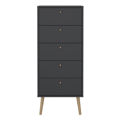 Cumbria Dark Grey Tall Chest of Drawers - 5 Drawers