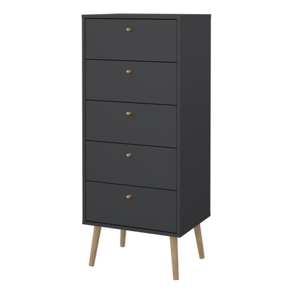Cumbria Dark Grey Tall Chest of Drawers - 5 Drawers