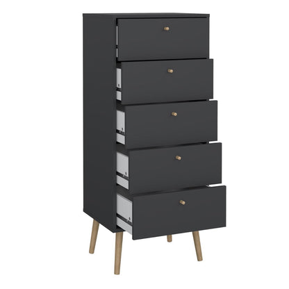 Cumbria Dark Grey Tall Chest of Drawers - 5 Drawers