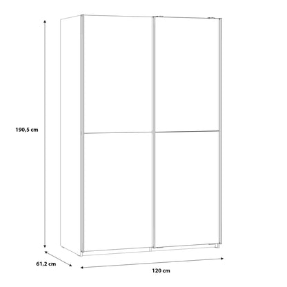 Babetta 2 Door Sliding Mirrored Wardrobe